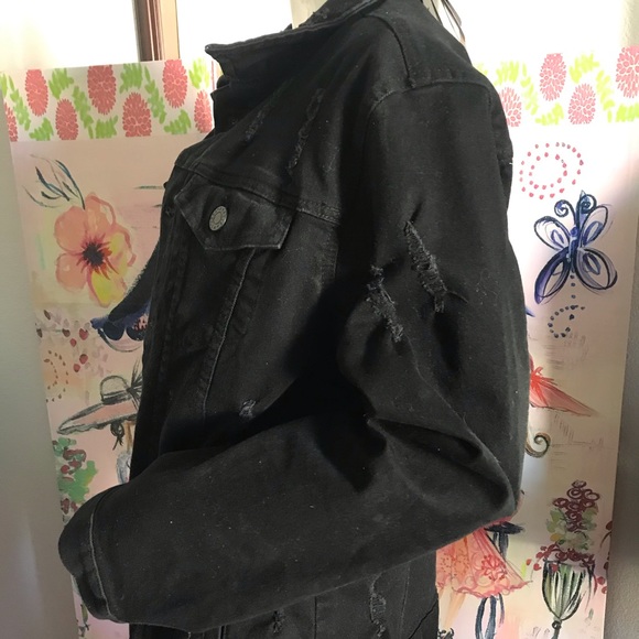 XR XRAY Men’s distressed black jean jacket - Picture 2 of 5